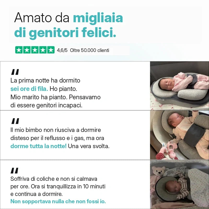 DreamCradle™ – Contro il Reflusso, le Coliche e per un Sonno Migliore